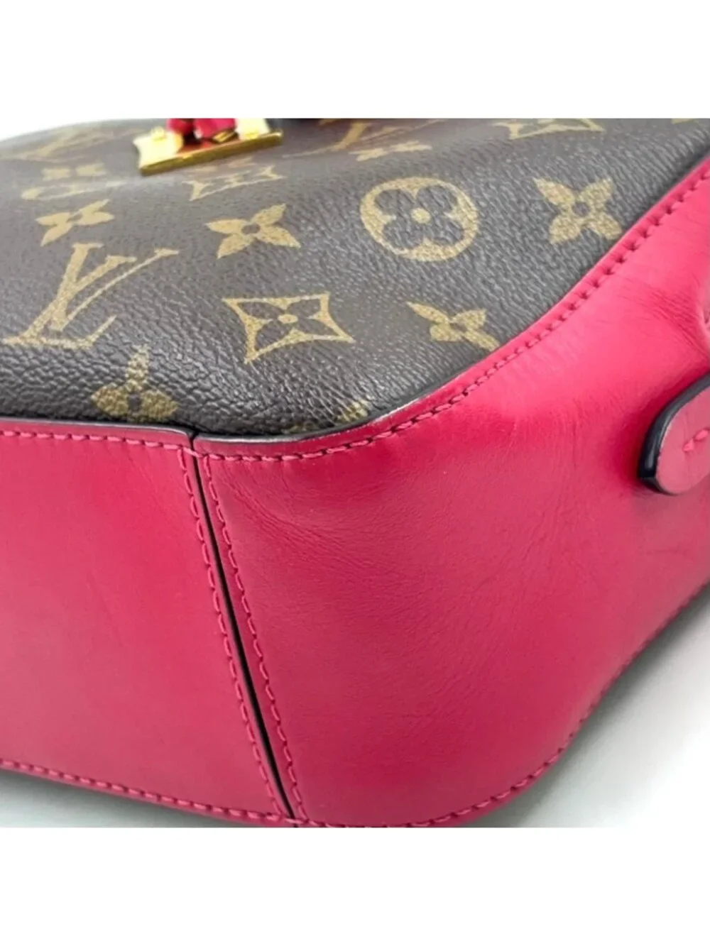 Louis Vuitton Saintonge Monogram Freesia Leather Pink Brown Shoulder Bag Gold